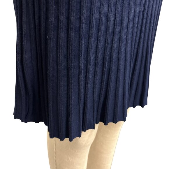 Venus Navy Blue Ribbed Knit Long Sleeve Dress XS - Picture 4 of 15